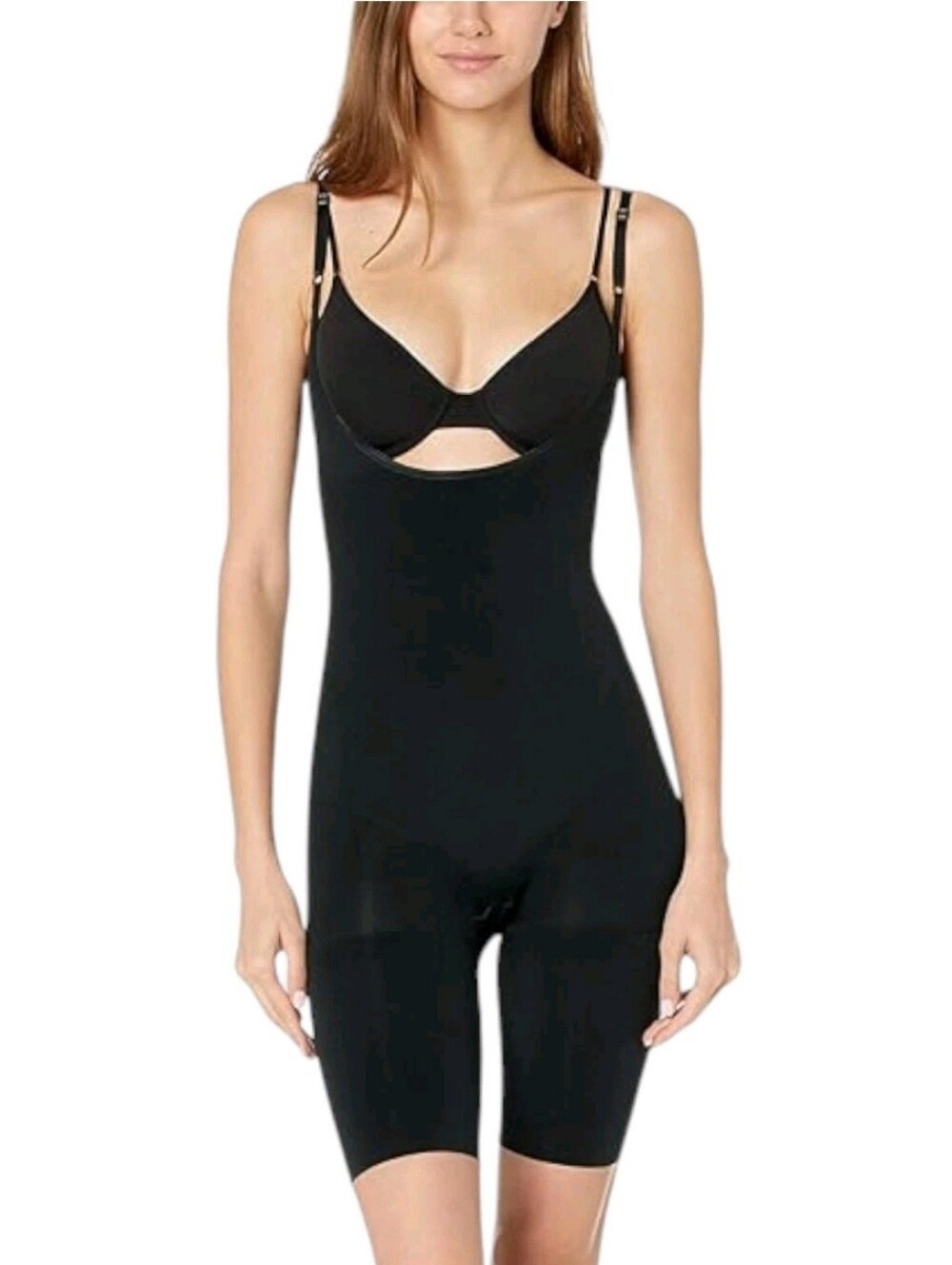 SPANX Power Open Bust Black One-Piece Shaping Bodysuit Size S
